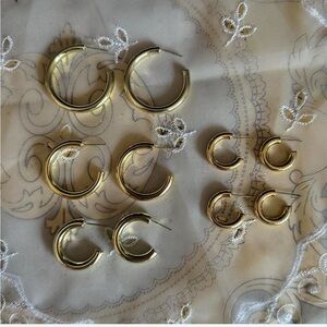 Gold Hoop Earring Set waterproof sweatproof